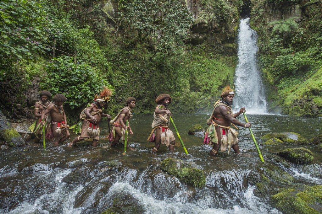 Papouasie-Nouvelle-Guinée, province de Hela, région de Ambua, tribu des Hulis, rituel d'initiation à l'école de la forêt